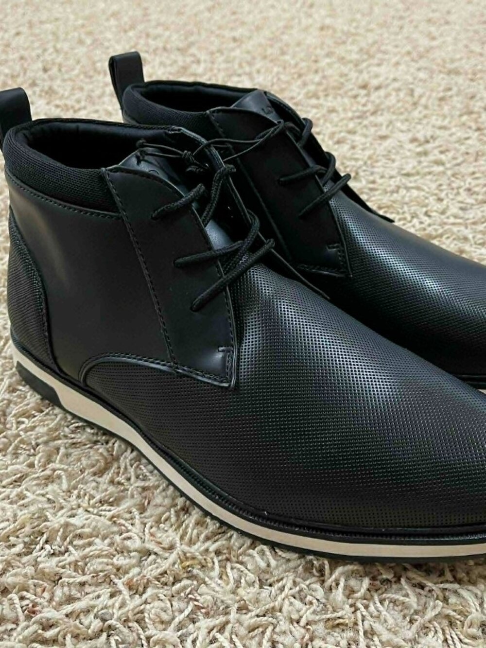 ALDO Men’s Lace-Up Chukka Dress Boots Shoes Black, Size 10.5 M (New)